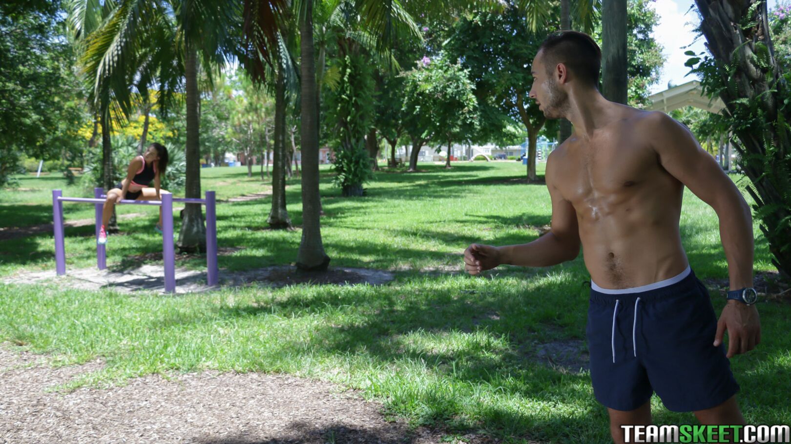 Foreign Boy Meets Thirsty Fitness Model