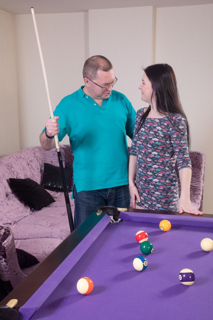 Experienced pool player pockets the balls and his hard dick