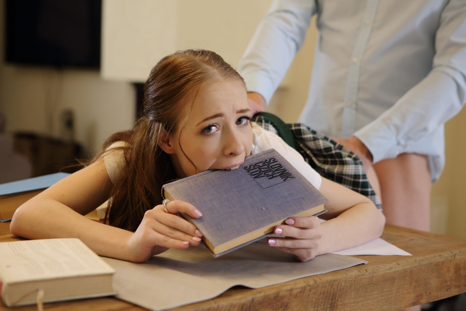 Handsome tutor helps cutie with her assignments and pussy