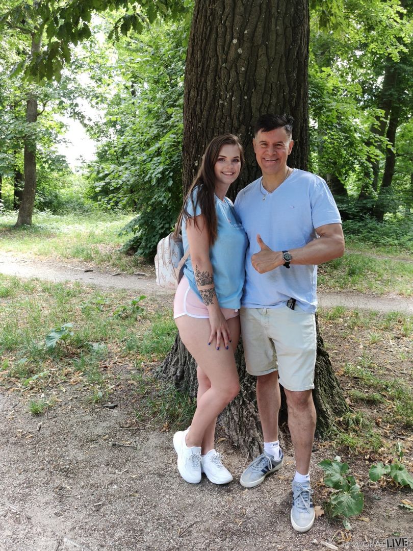 Father and Son Pick Up Busty Teen Working Out in the Park