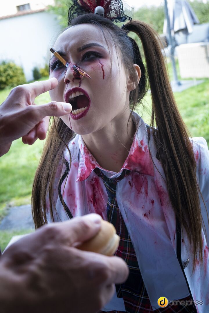Zombie teen Halloween double team