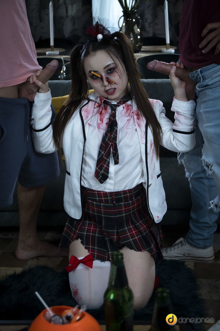 Zombie teen Halloween double team