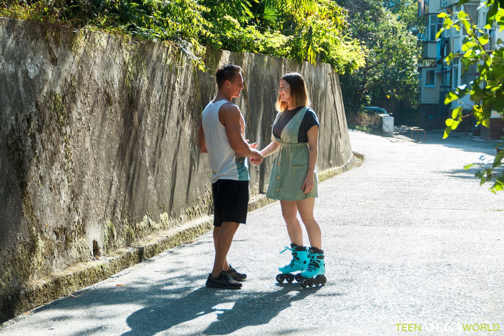 Dude fucks half-naked roller skater