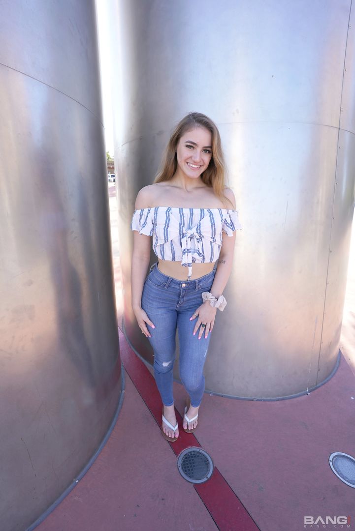 Kenzie Madison Gets On Her Hands And Knees To Suck Cock In Public