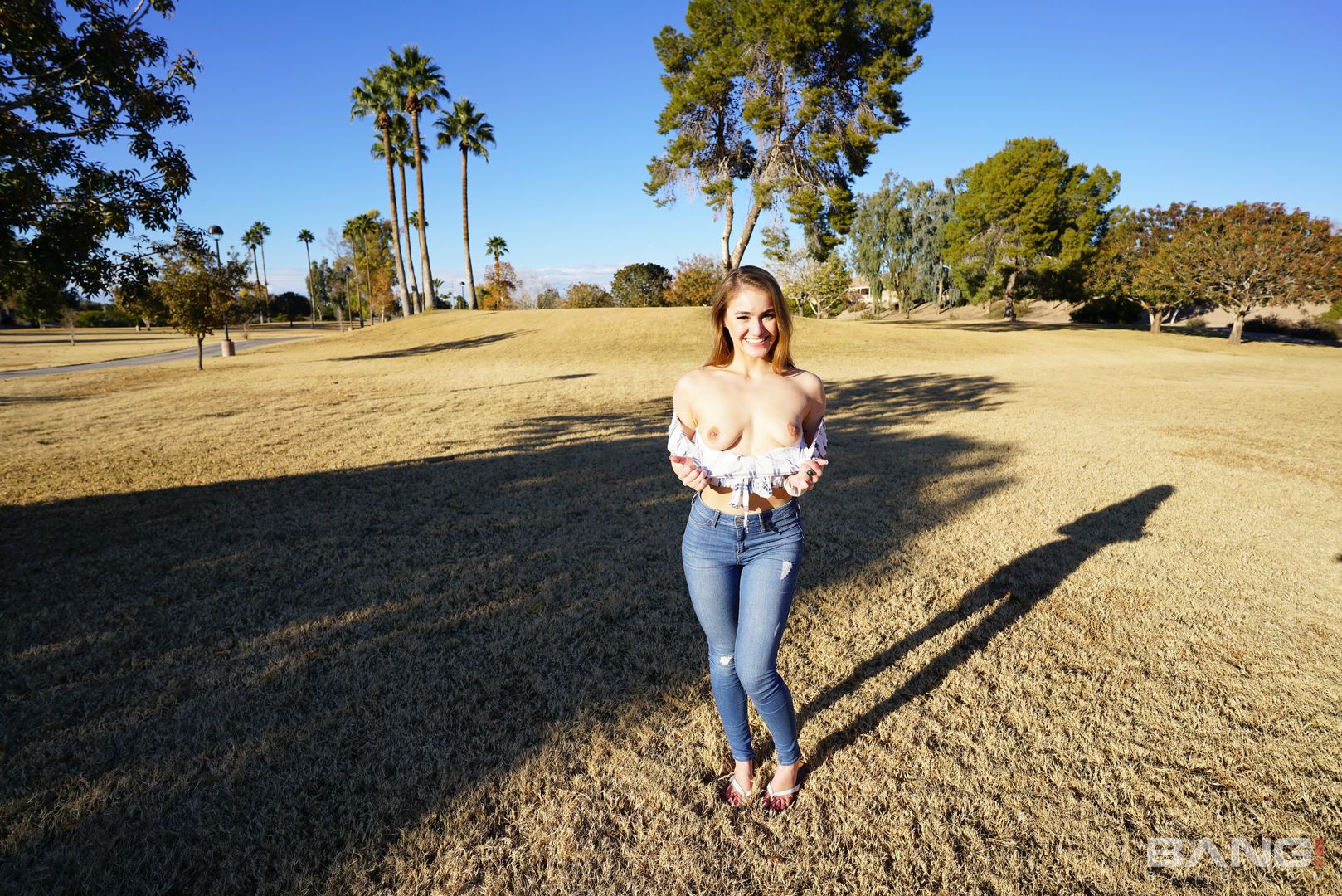 Kenzie Madison Gets On Her Hands And Knees To Suck Cock In Public