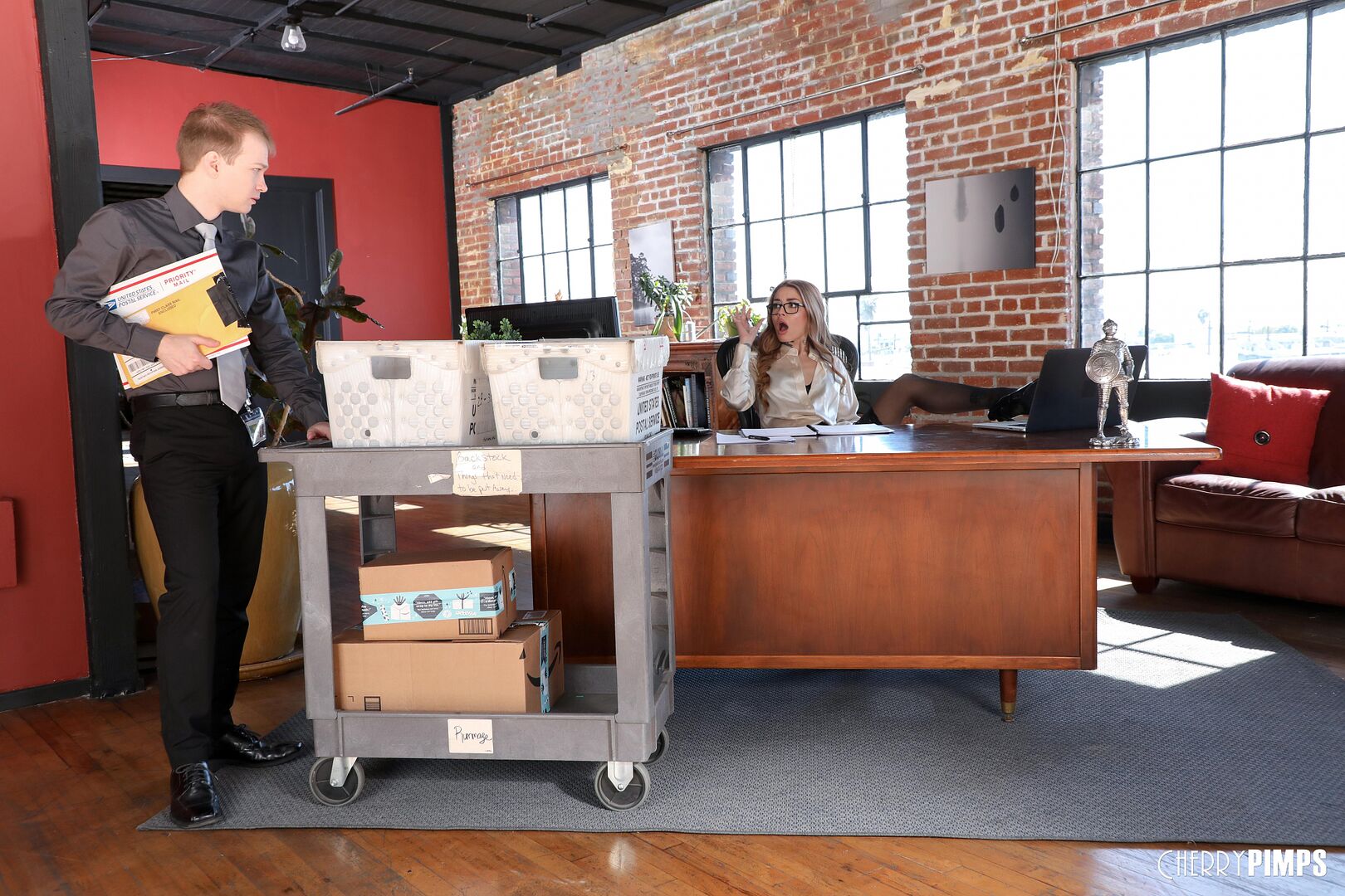 Getting A Hot Delivery From The Office Mail Stud