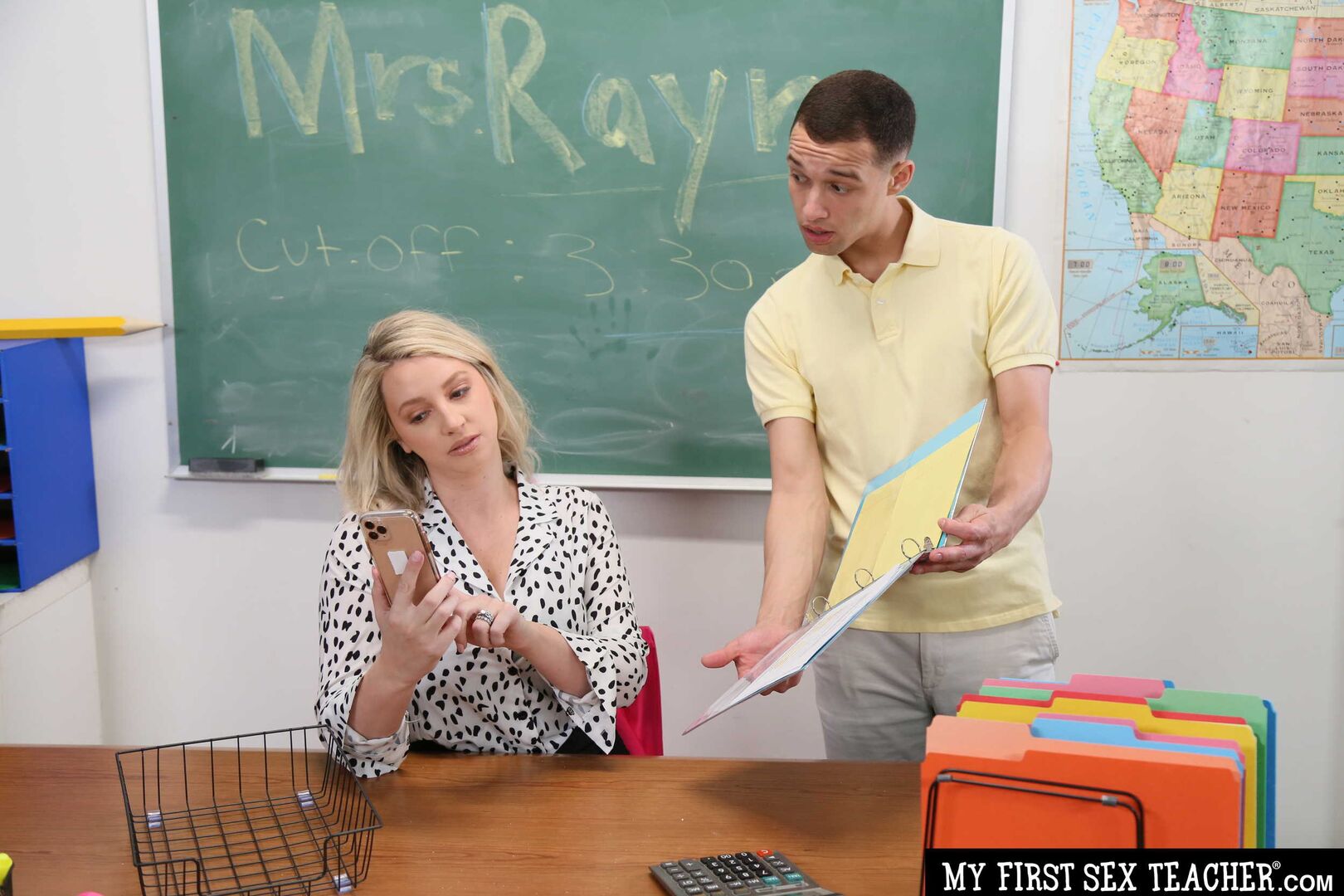 Charlotte Rayn wants to fuck her student while her husband watches on video call