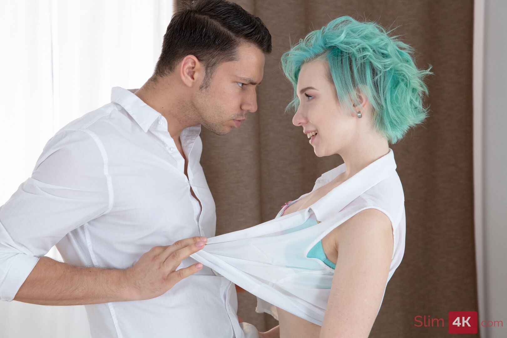 Green haired teen enjoying butt sex