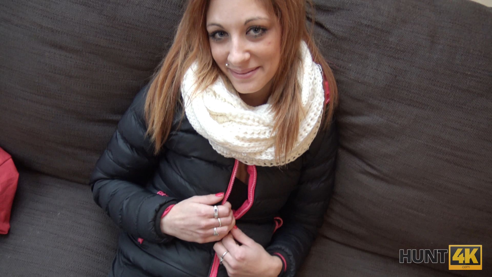 Red-haired girl likes sex for money in front of her boyfriend