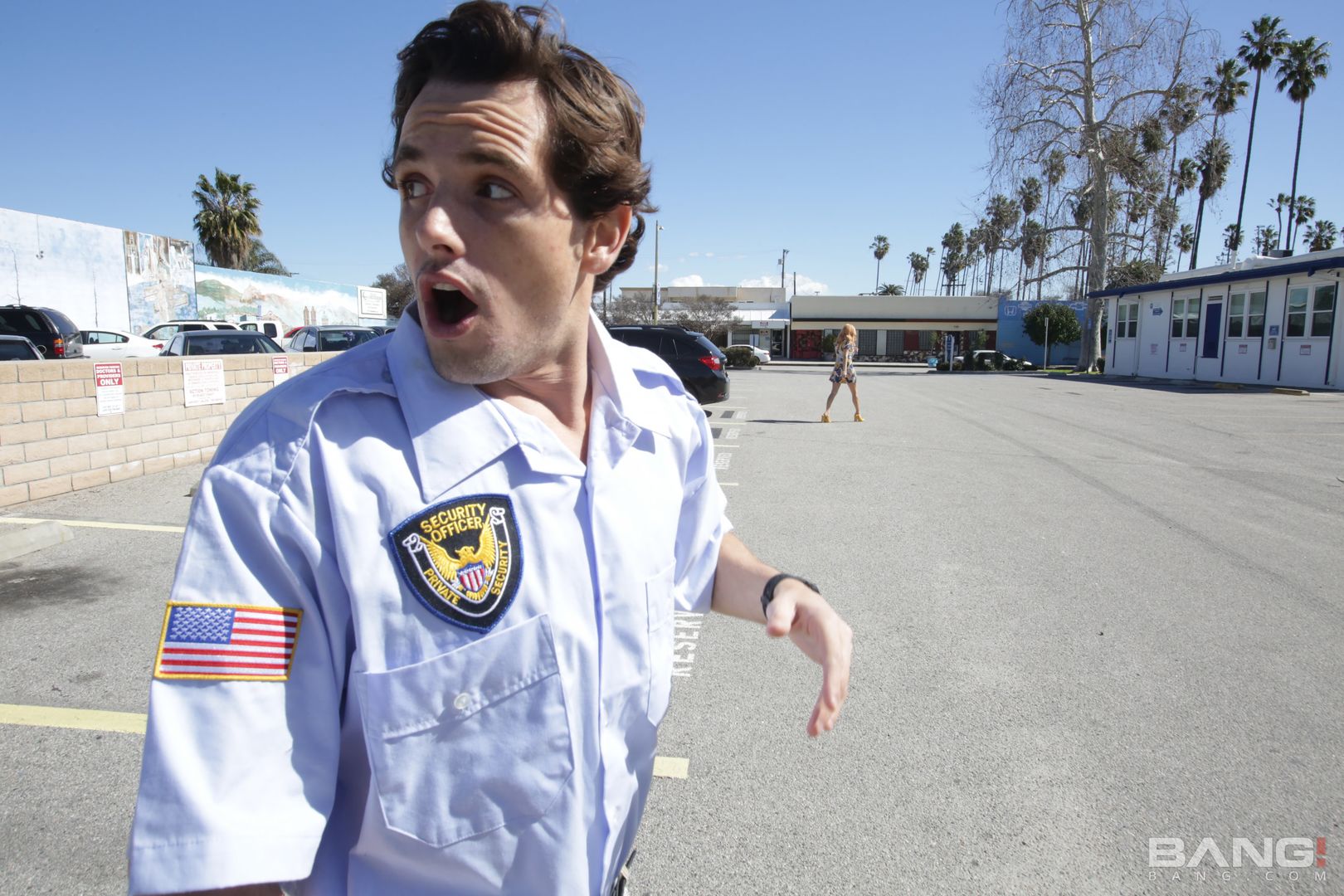 April O'neil Fucks The Security Guard To Get Out Of Her Parking Ticket!