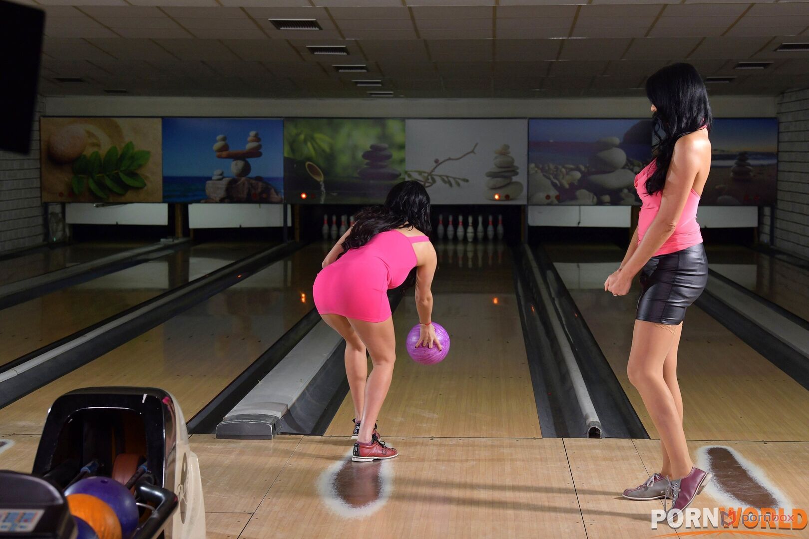 Interracial Bowling Alley Orgy With Curvy French Sluts GP1859