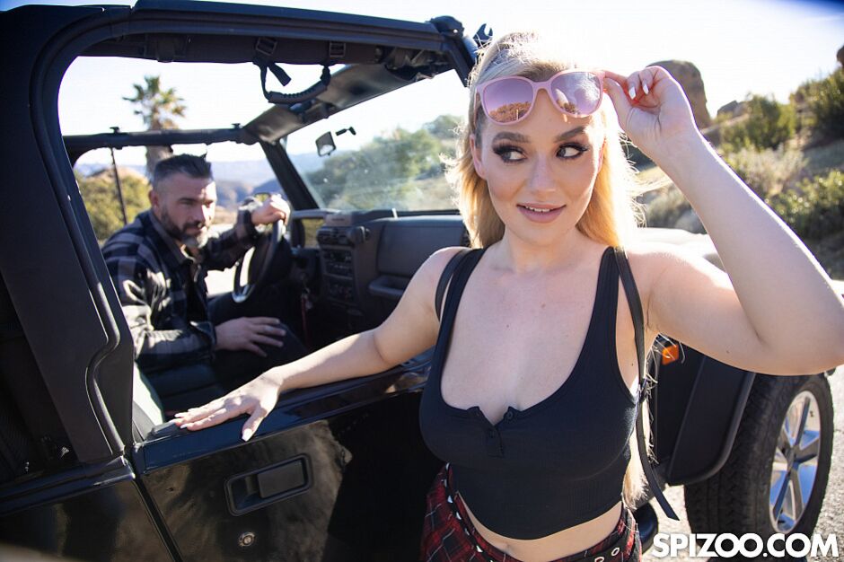Hitchhiking Cutie Blake Blossom Gets Her Tits Covered With Huge Load