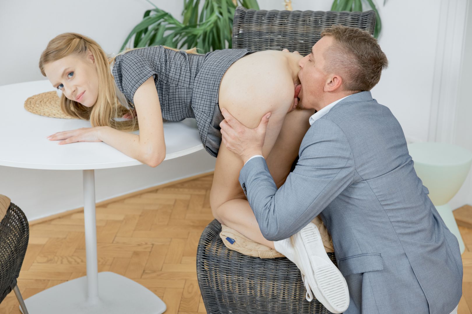 Sexy cutie gives tutor a blowjob to pass a test
