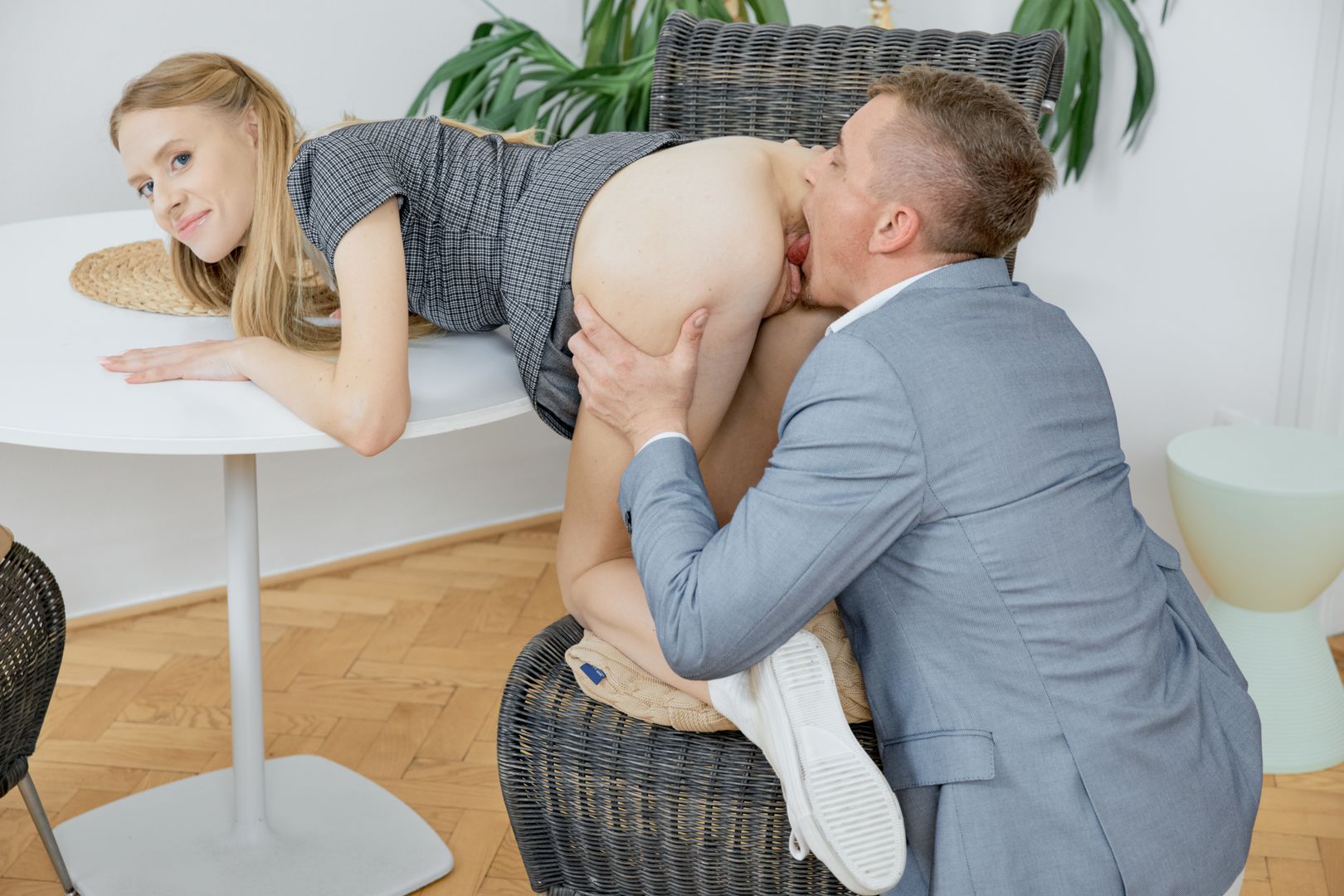 Sexy cutie gives tutor a blowjob to pass a test