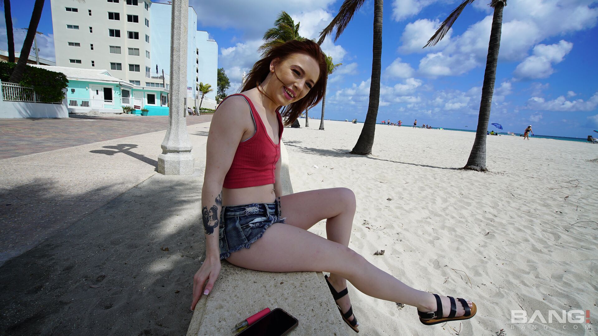 Collins Flashes Her Perky Tits On The Boardwalk