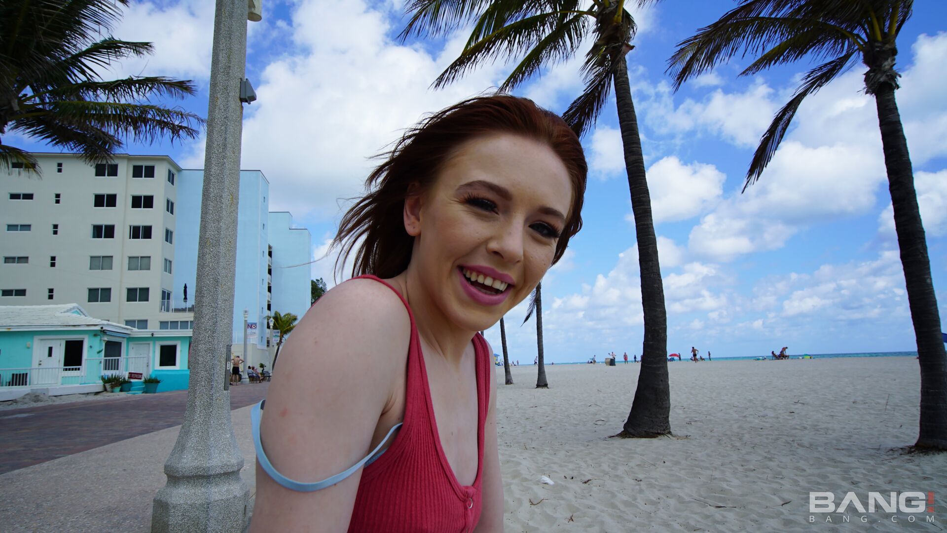 Collins Flashes Her Perky Tits On The Boardwalk