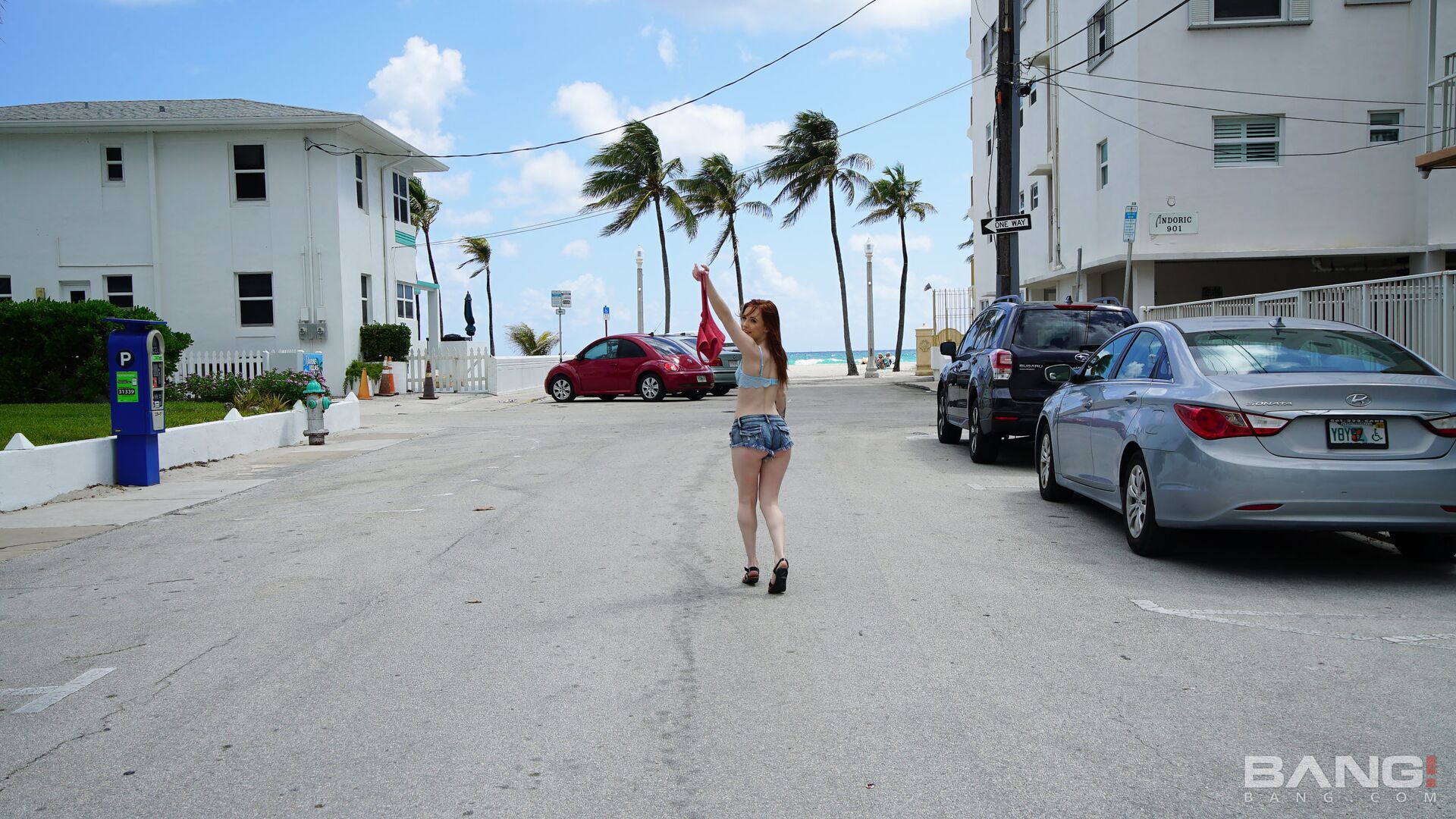 Collins Flashes Her Perky Tits On The Boardwalk