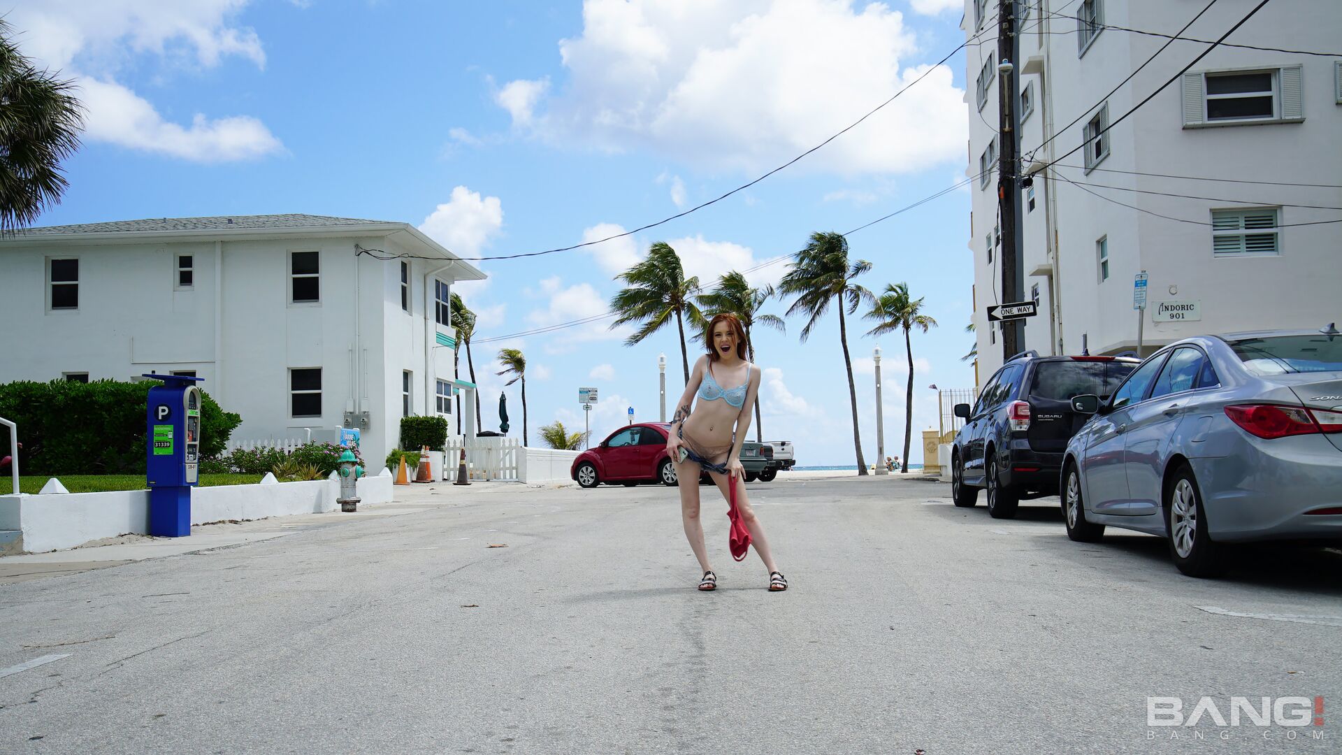 Collins Flashes Her Perky Tits On The Boardwalk