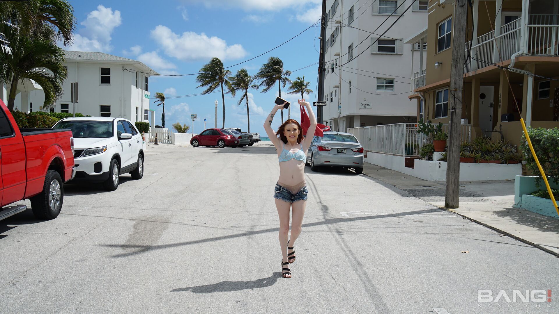 Collins Flashes Her Perky Tits On The Boardwalk