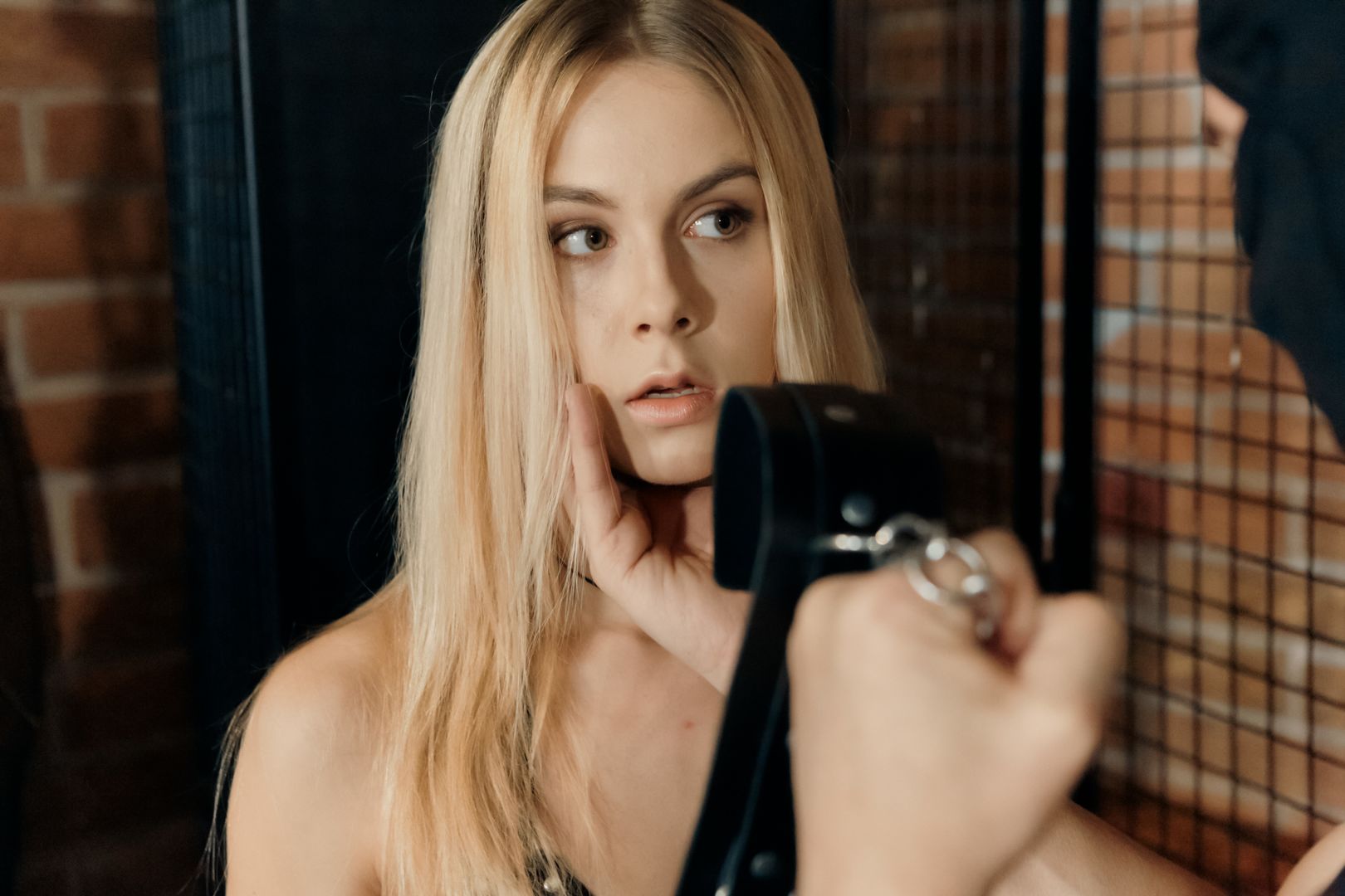 Sweet blonde goes down into the dungeon