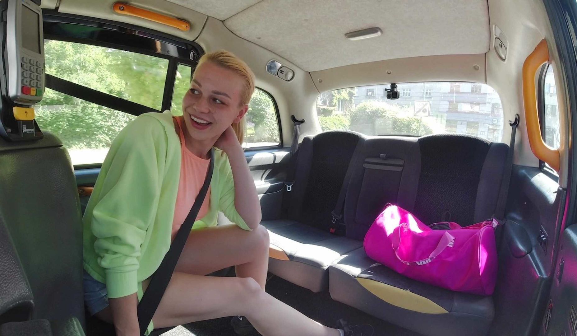 Horny driver helps to choose a swimsuit