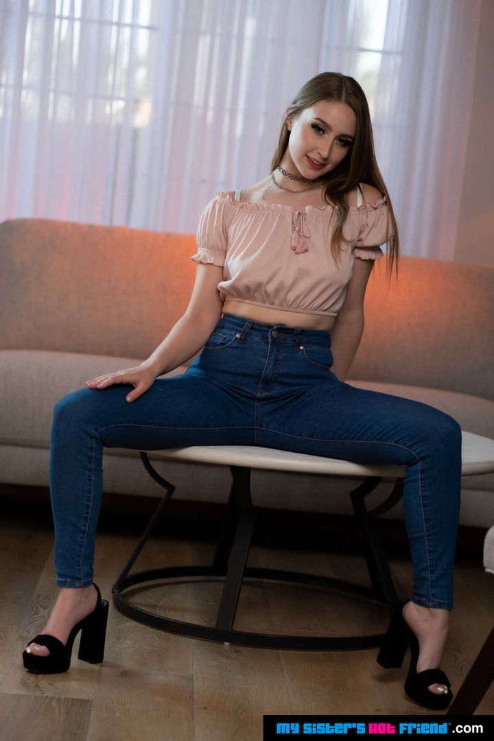 Laney Grey fucks her friend's brother on a brand new couch!