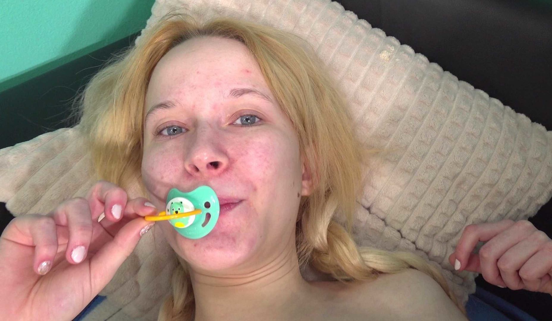 Blonde in baby clothes gets fucked hard