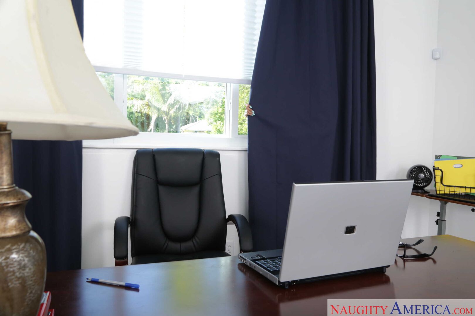 Black Julie Kay fucking in the desk with her black hair