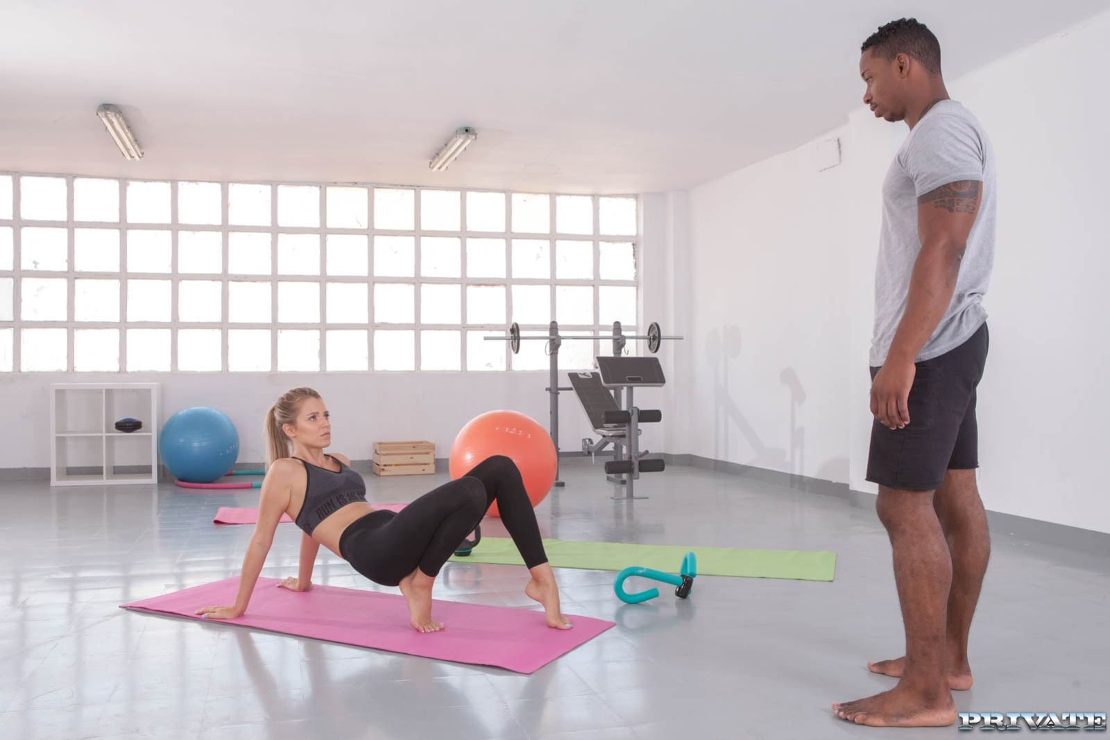 Mary Kalisy, interracial fuck in the gym