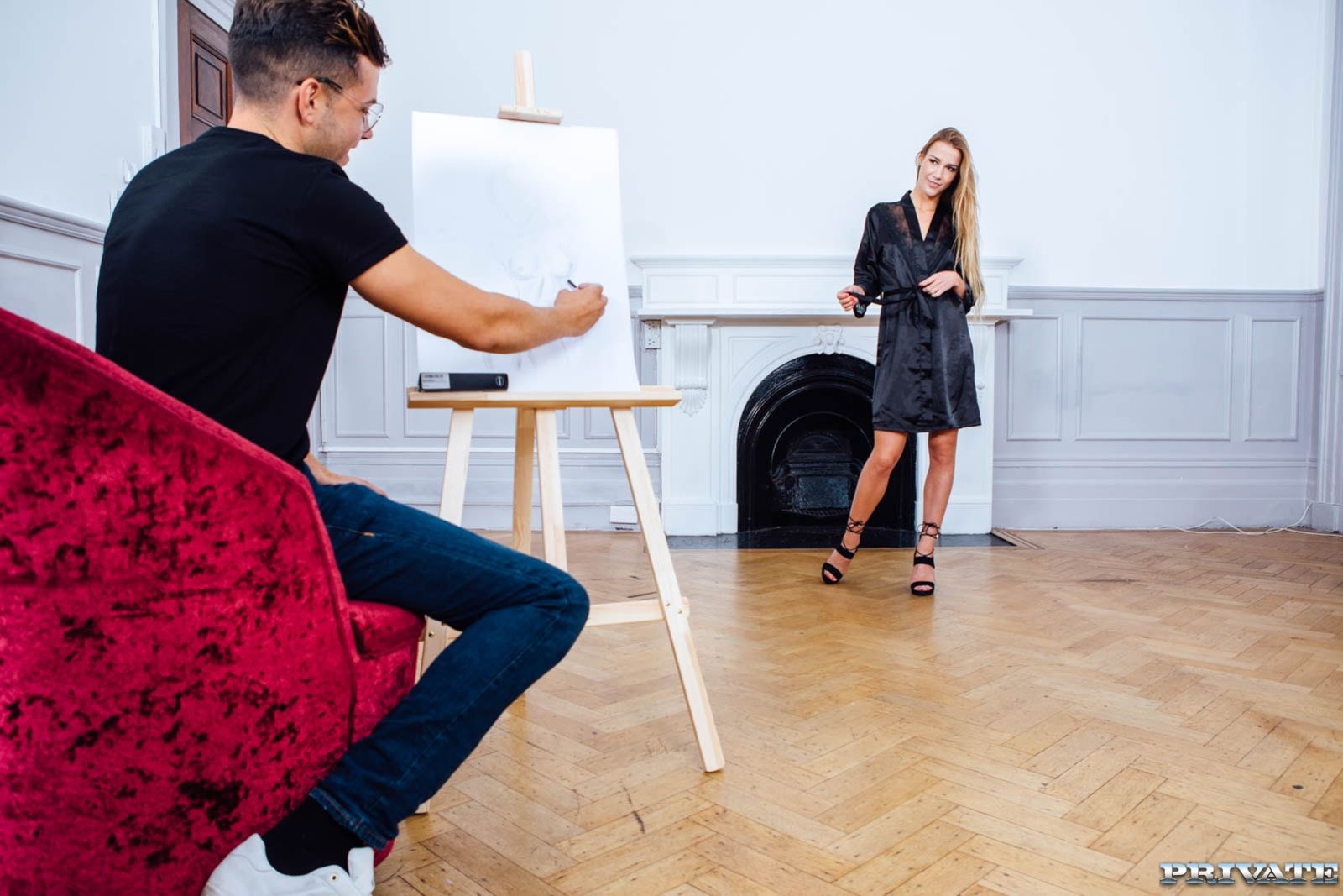 Alexis Crystal, a nude model who tests her painters skills