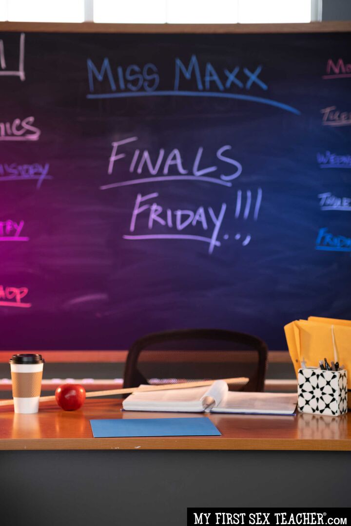 Blonde teacher Jordan Maxx wants to help her student achieve success...and erections