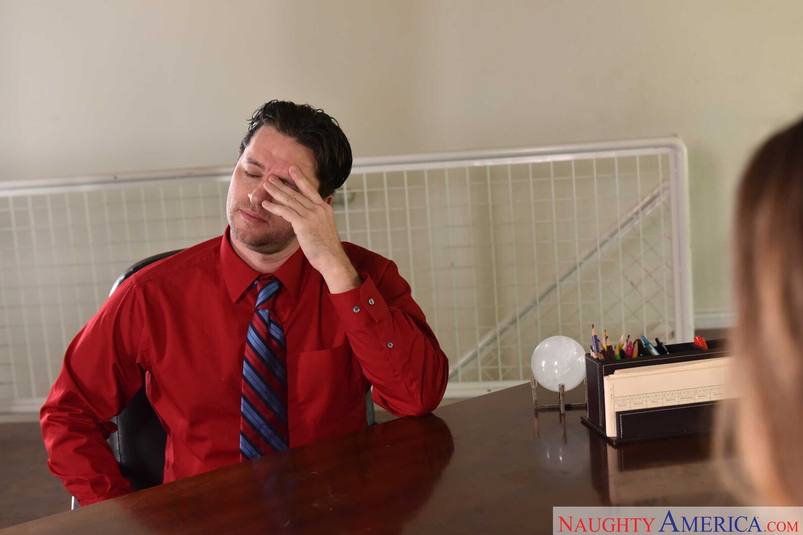 Boss Natasha Nice fucking in the desk with her innie pussy