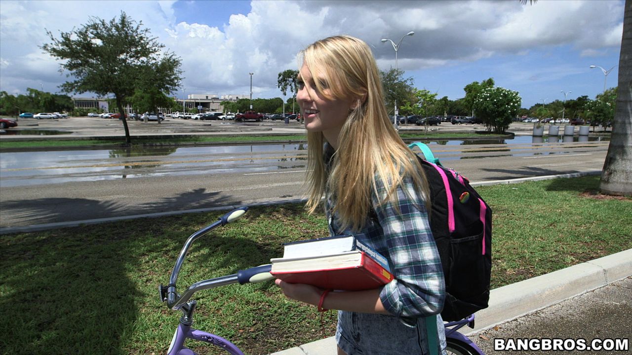 Tight Lil' Blondie Gets WRECKED On The Bus!