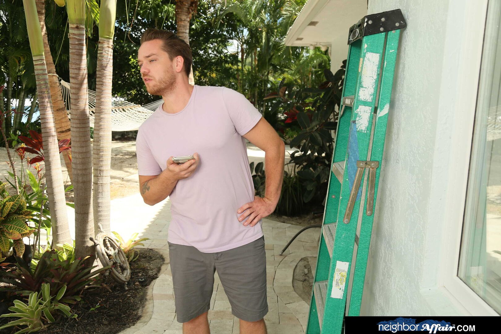Lexi Luna Shows off her new tits to her neighbor and he can't keep his dick in his shorts