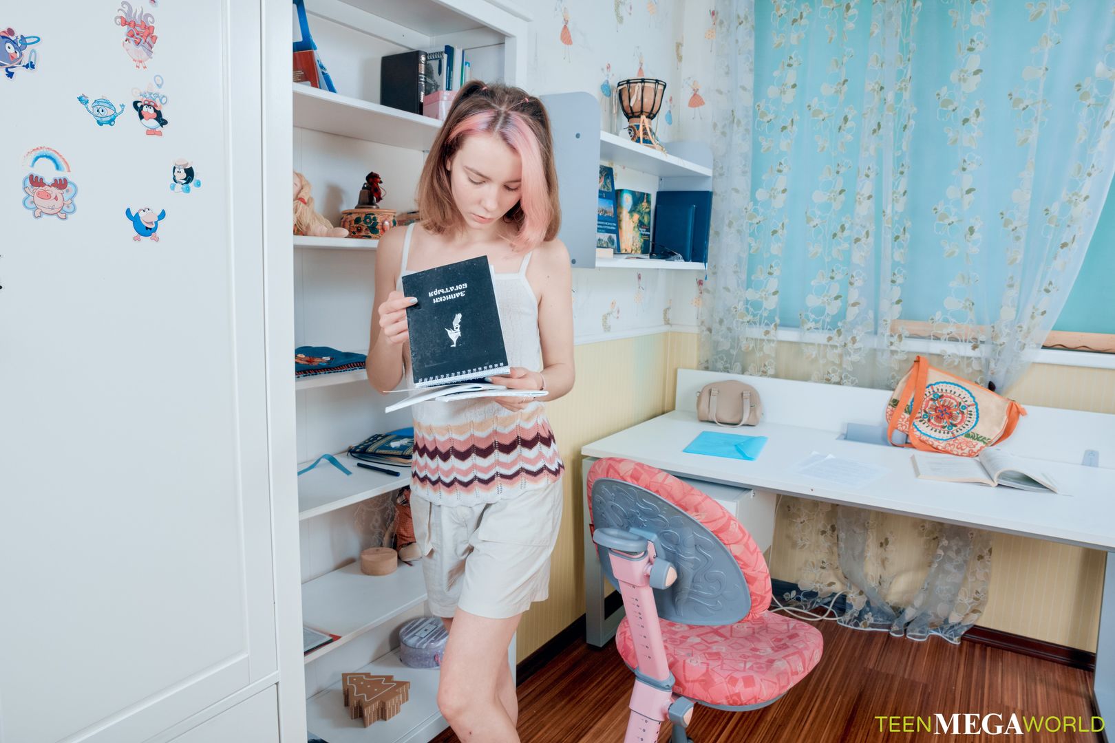 Sexy student rides dick on books