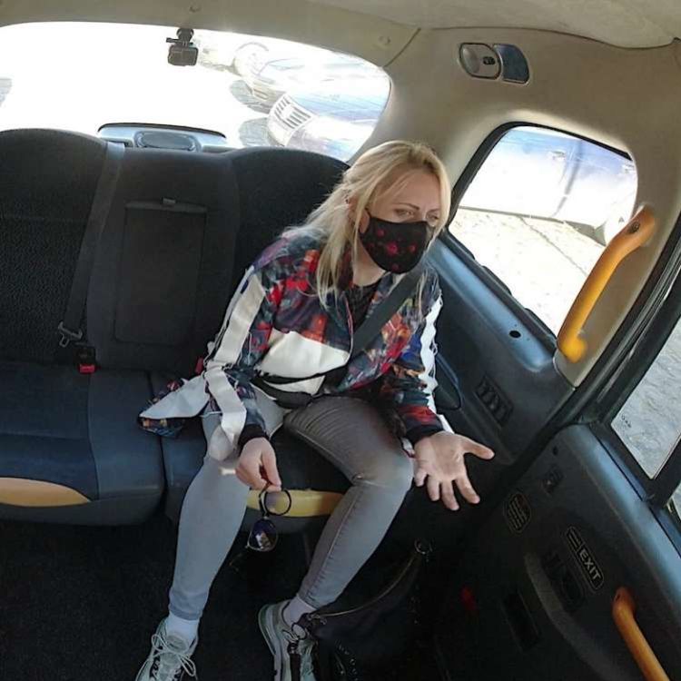 Sexy blonde widow got it hard in the taxi