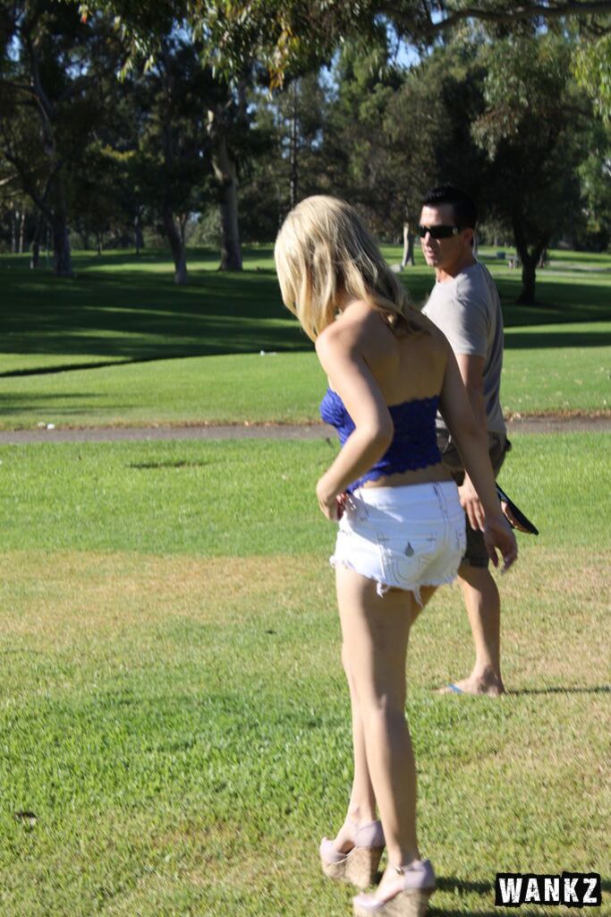 Guy Strolls Down The Park And Fines Beautiful Blond Slut