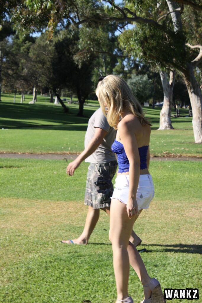Guy Strolls Down The Park And Fines Beautiful Blond Slut