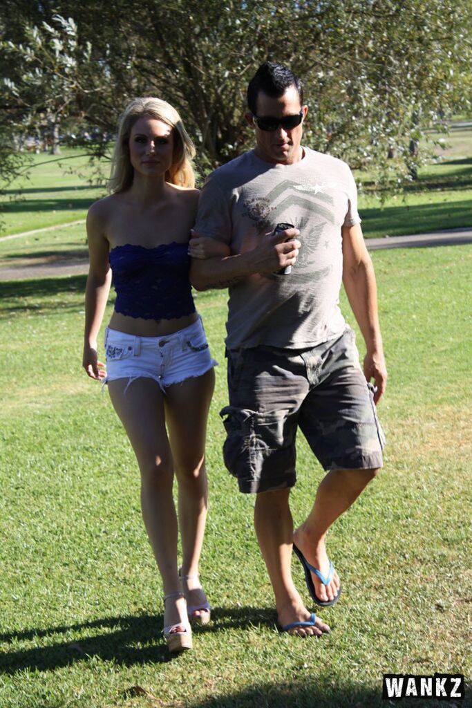 Guy Strolls Down The Park And Fines Beautiful Blond Slut