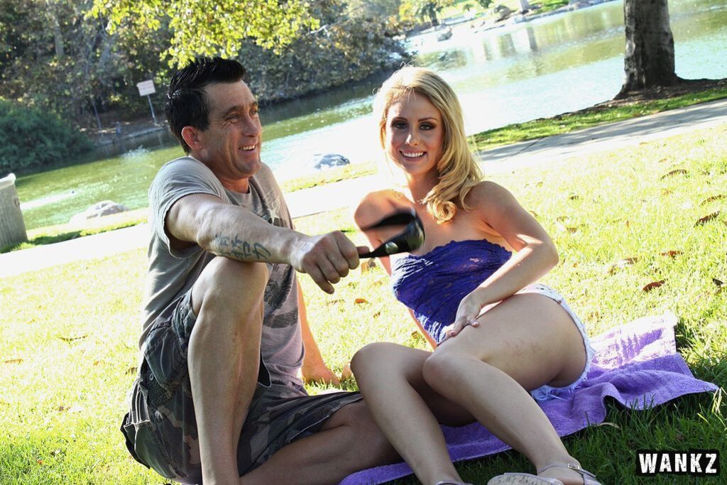 Guy Strolls Down The Park And Fines Beautiful Blond Slut