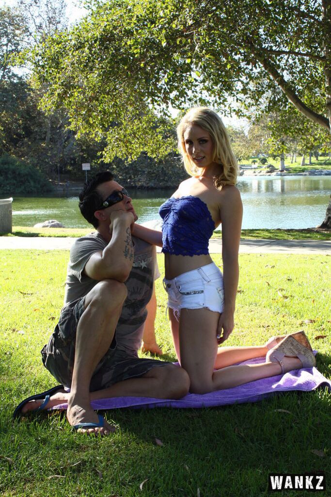Guy Strolls Down The Park And Fines Beautiful Blond Slut