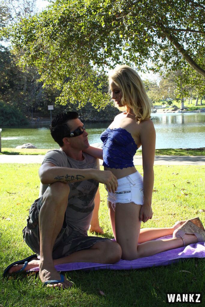 Guy Strolls Down The Park And Fines Beautiful Blond Slut