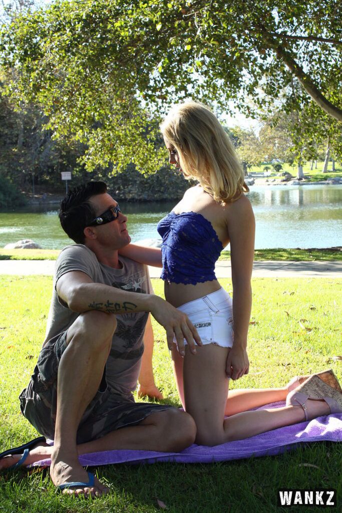 Guy Strolls Down The Park And Fines Beautiful Blond Slut