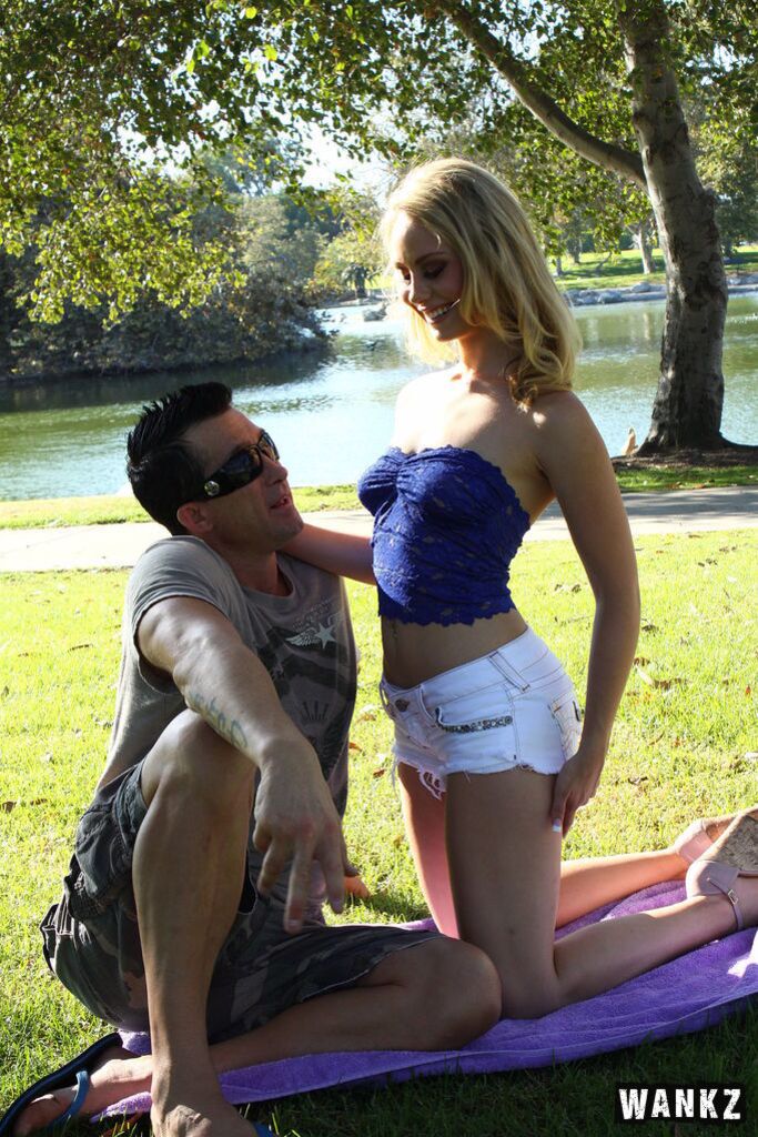 Guy Strolls Down The Park And Fines Beautiful Blond Slut