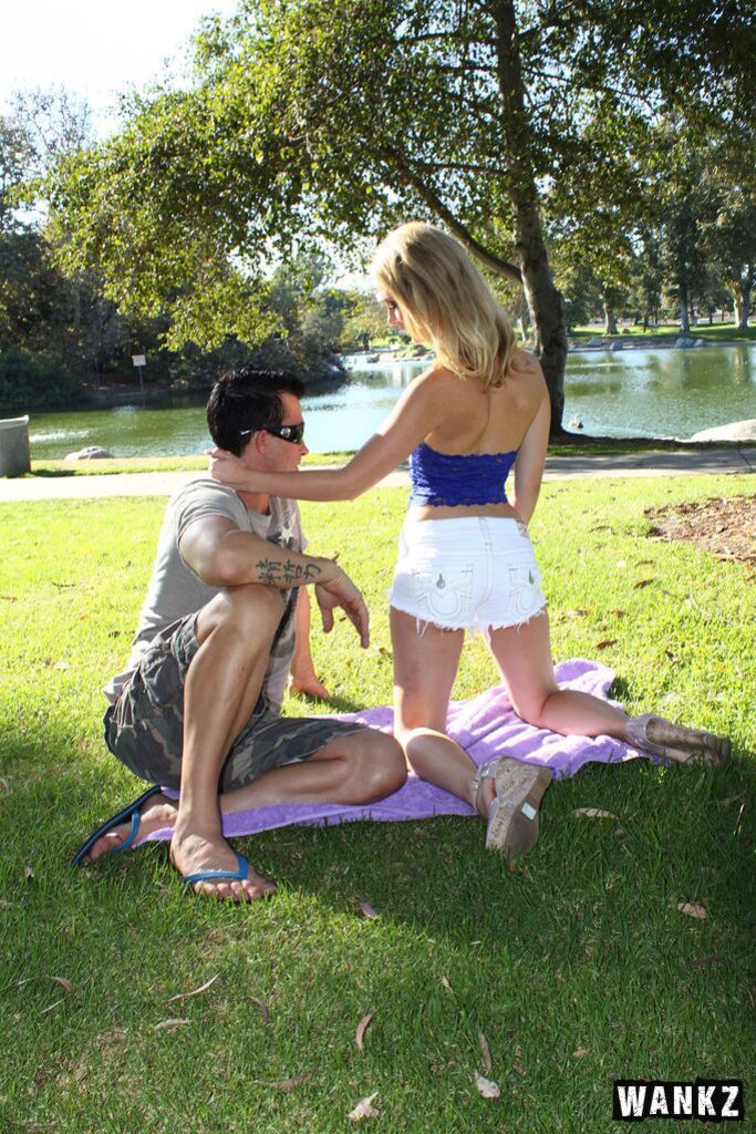 Guy Strolls Down The Park And Fines Beautiful Blond Slut