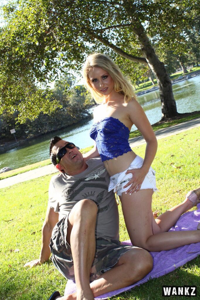 Guy Strolls Down The Park And Fines Beautiful Blond Slut