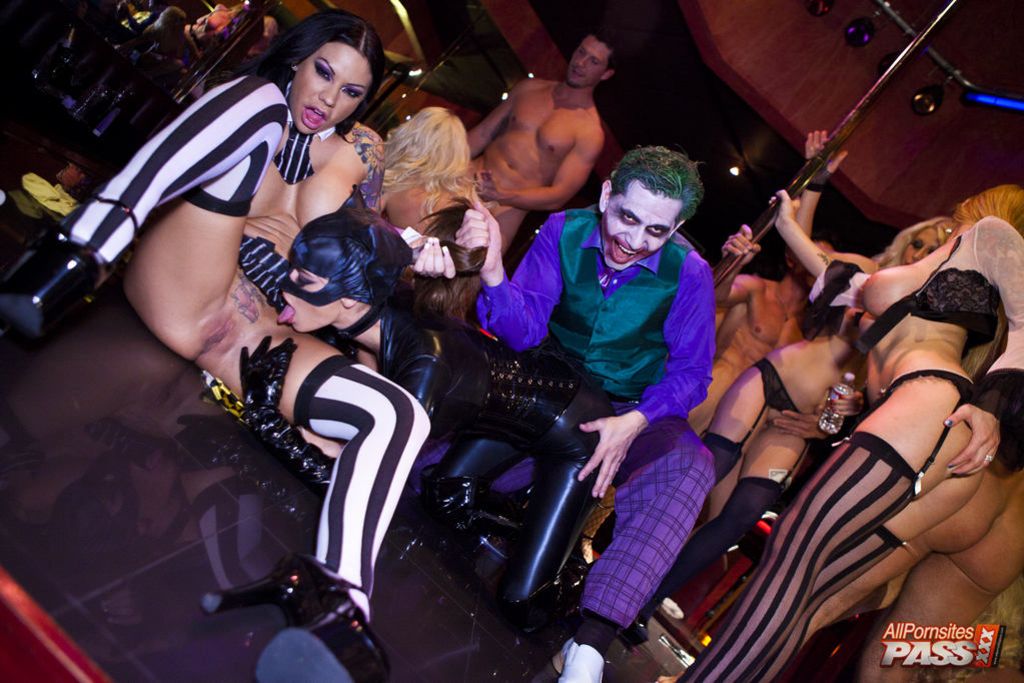 Big titty strippers in an orgy