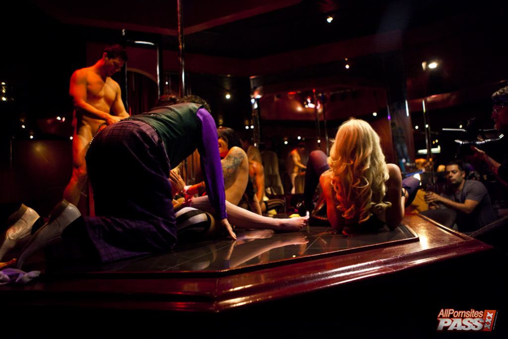 Big titty strippers in an orgy