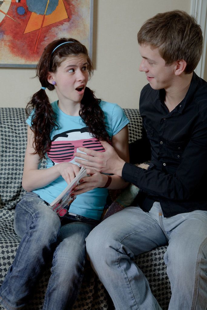 Young Brunette Millie Learns How to Give a Blowjob