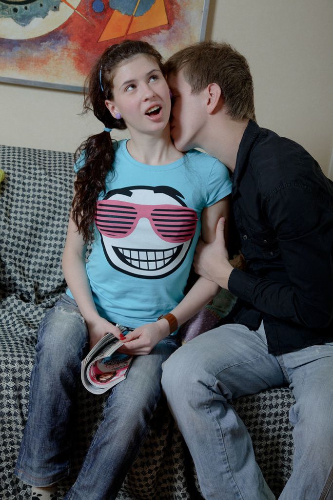 Young Brunette Millie Learns How to Give a Blowjob